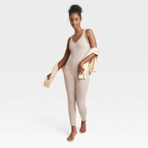 JoyLab Beige Textured Jumpsuit L